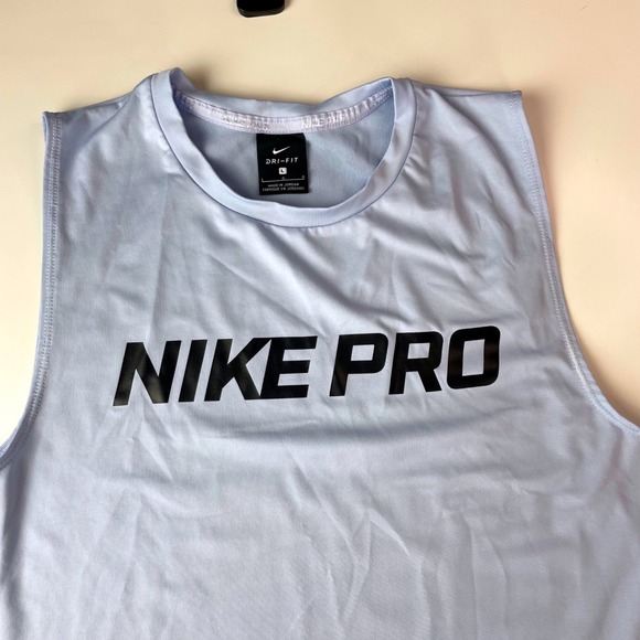 Nike Pro Dri-FIT Tank Top Womens Large Light Blue Crossover Back Muscle Tee - Picture 6 of 10